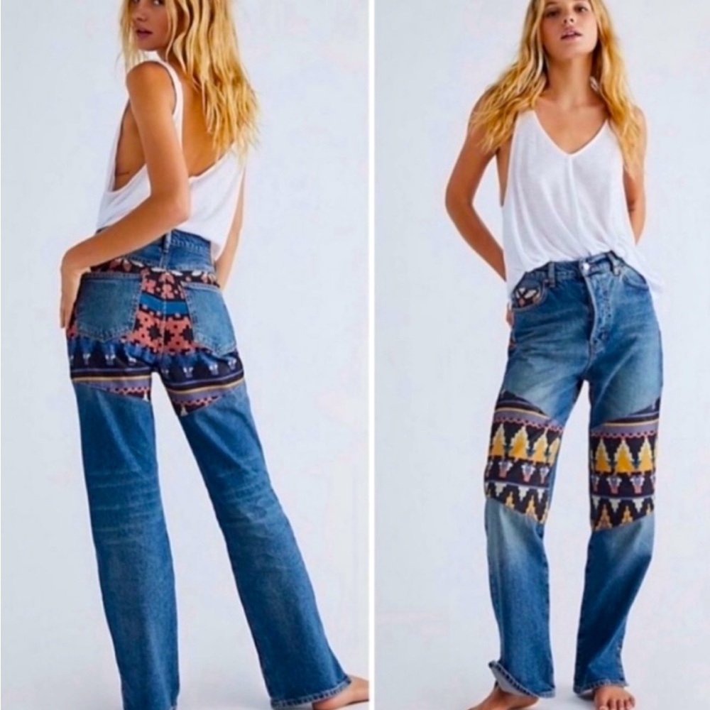 Free People, Rocky Mountain Straight Leg Jeans in Alpine Blue. NWOT